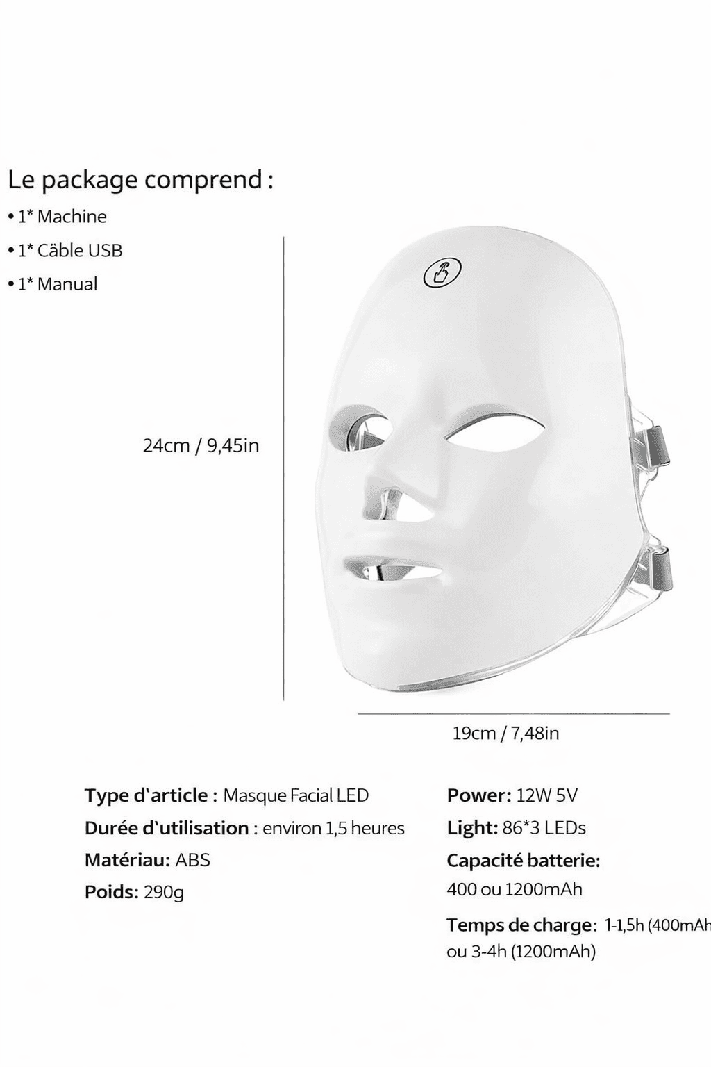 Masque LED Visage