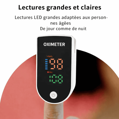 Oxymètre de Pouls au Doigt – Mesure SpO2 & Fréquence Cardiaque