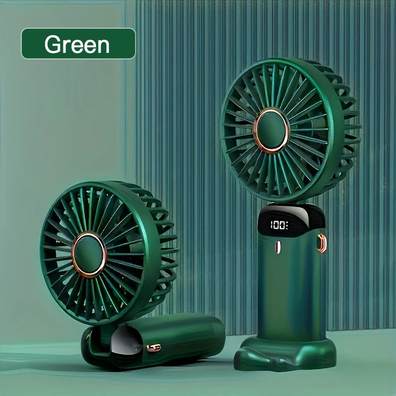 Mini Ventilateur Portable Rechargeable USB – Pliable, LED & 5 Vitesses
