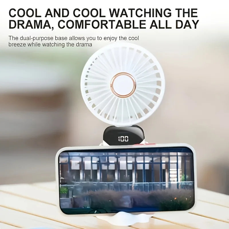Mini Ventilateur Portable Rechargeable USB – Pliable, LED & 5 Vitesses