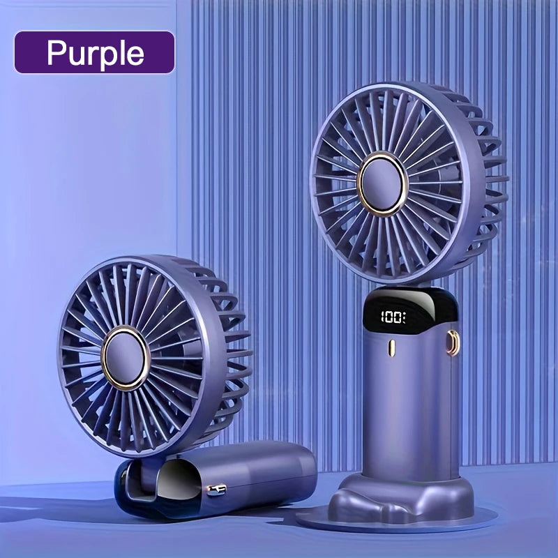 Mini Ventilateur Portable Rechargeable USB – Pliable, LED & 5 Vitesses
