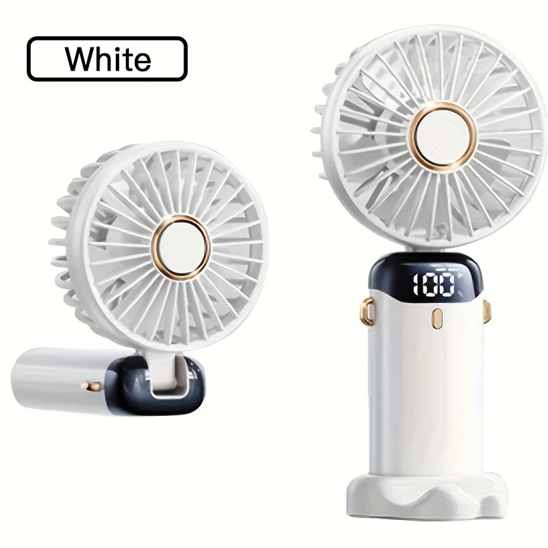 Mini Ventilateur Portable Rechargeable USB – Pliable, LED & 5 Vitesses