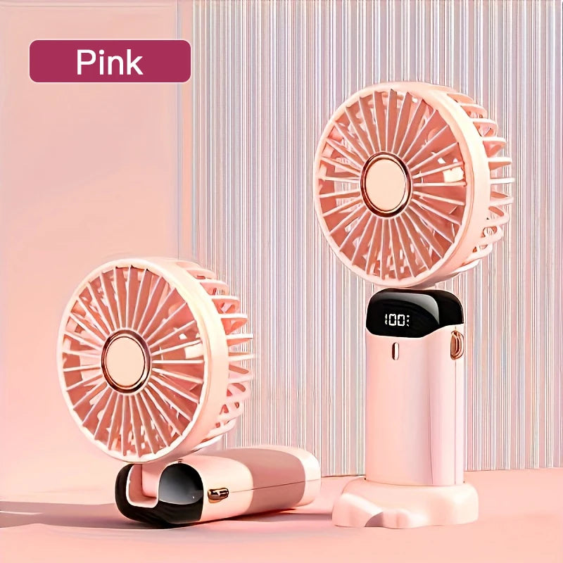 Mini Ventilateur Portable Rechargeable USB – Pliable, LED & 5 Vitesses