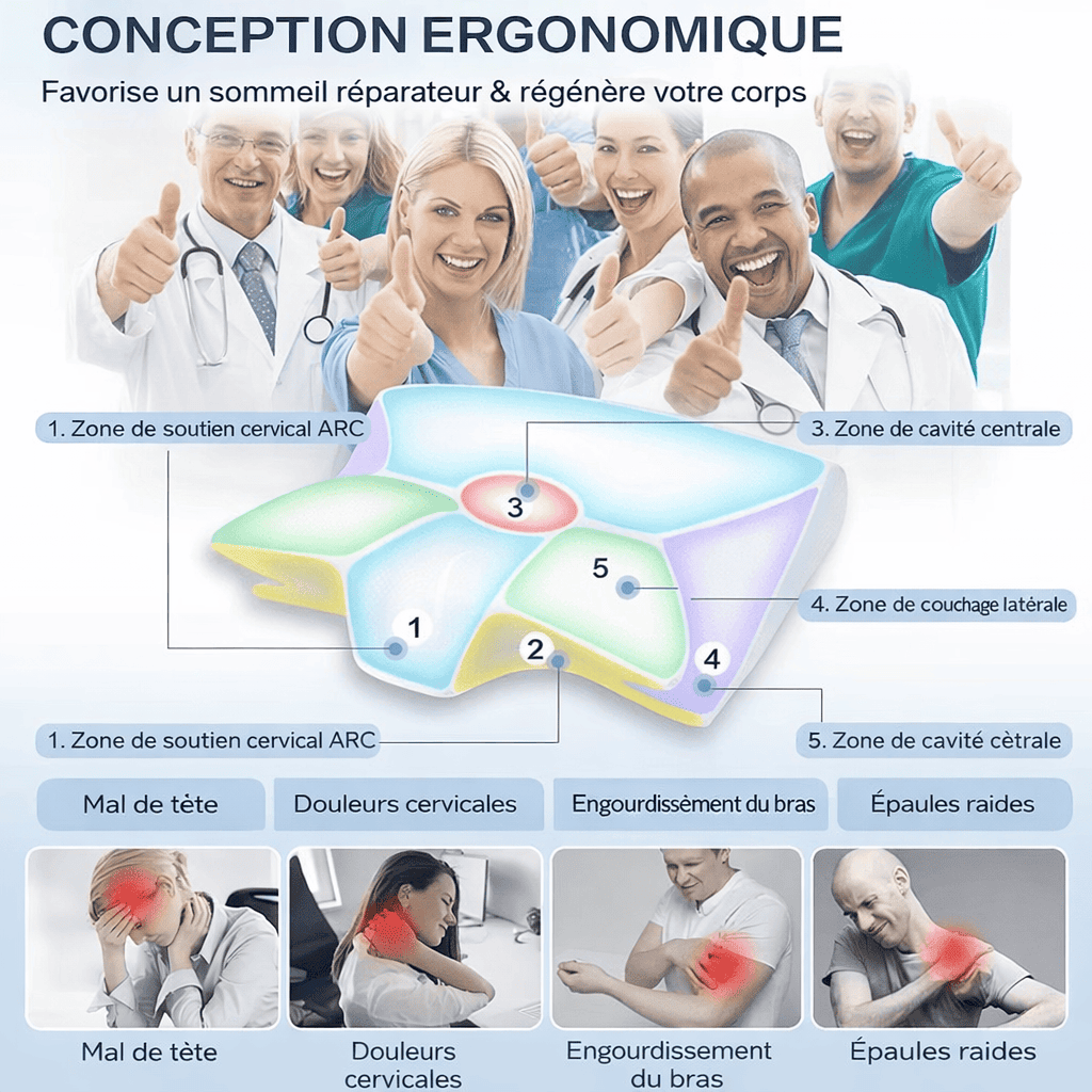 Oreiller Cervical Orthopédique à Mémoire de Forme