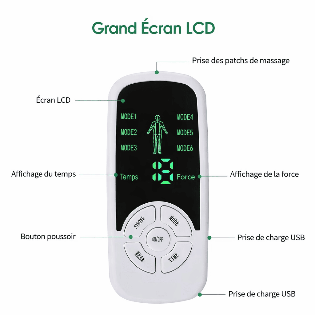 Électrostimulateur TENS – Soulagement Douleurs Musculaires & Articulaires