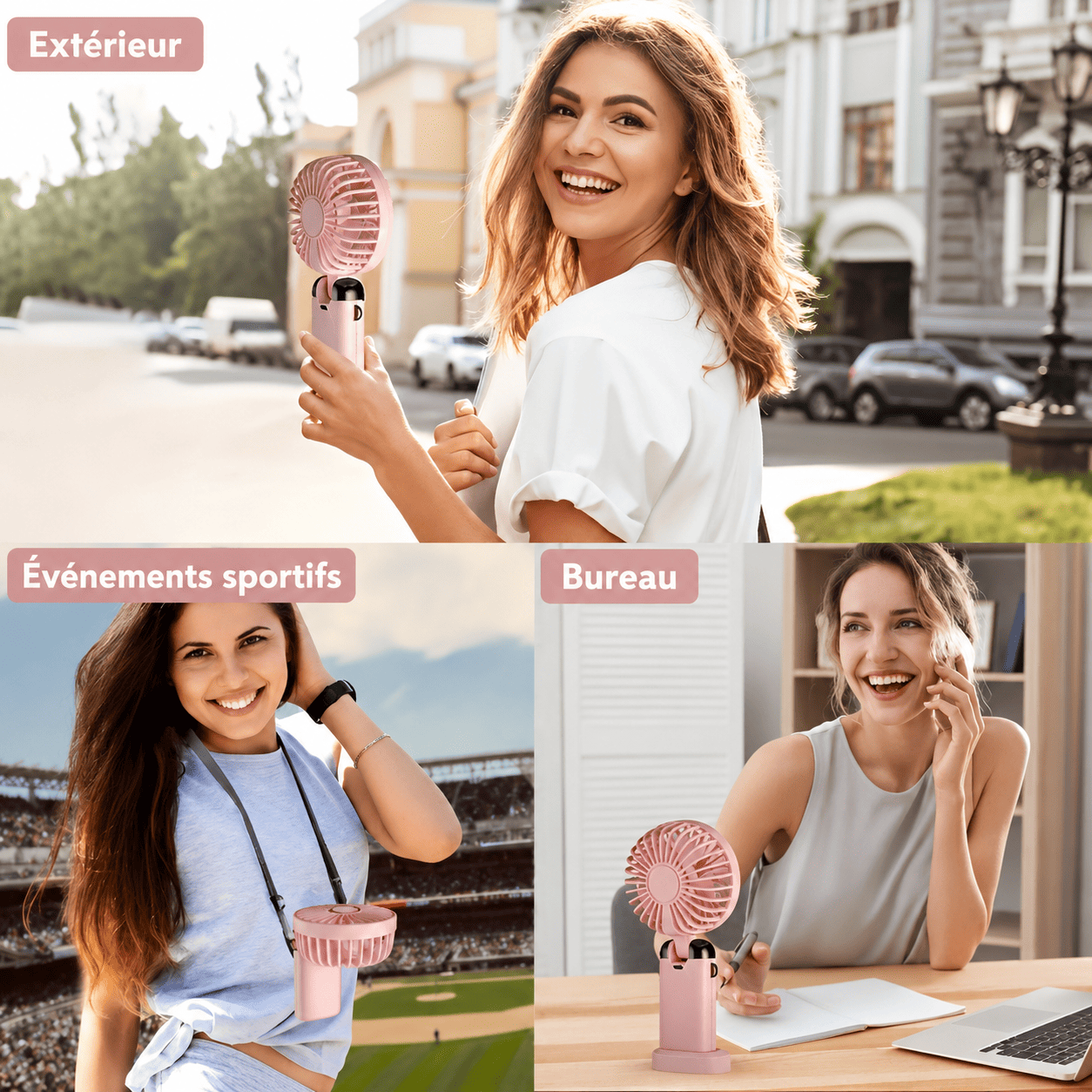 Mini Ventilateur Portable Rechargeable USB – Pliable, LED & 5 Vitesses