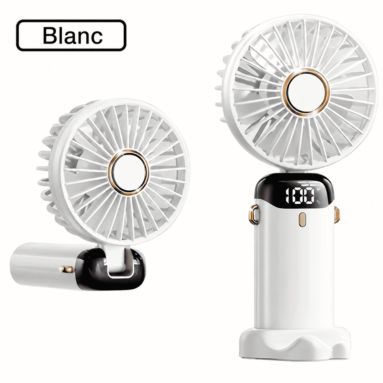 Mini Ventilateur Portable Rechargeable USB – Pliable, LED & 5 Vitesses
