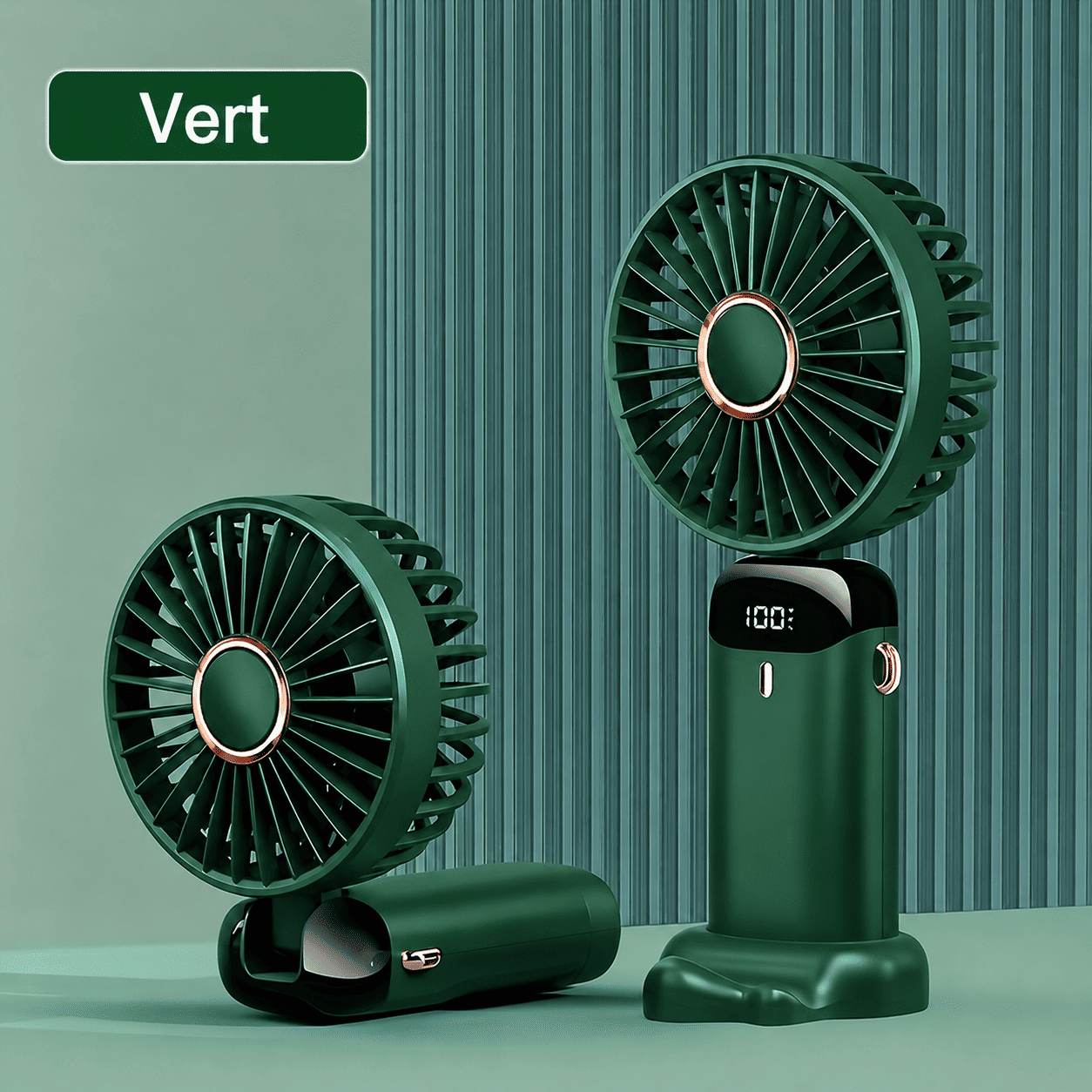 Mini Ventilateur Portable Rechargeable USB – Pliable, LED & 5 Vitesses